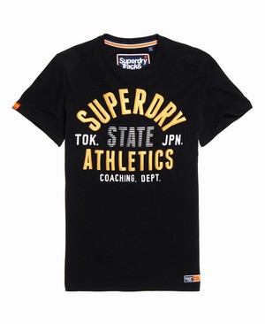 Superdry Track & Field Lite Metallic Férfi Pólók Fekete | IADMF7405